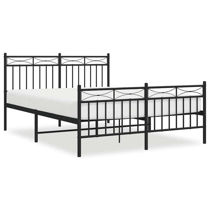 Cadru pat metalic cu tăblie de cap/picioare, negru, 135x190 cm - WALTI WALTI