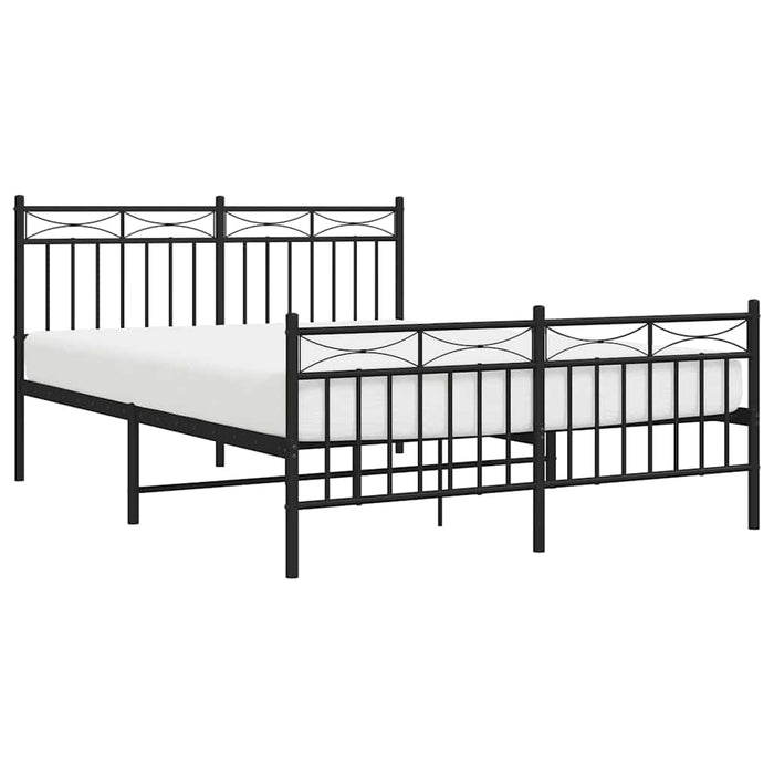 Cadru pat metalic cu tăblie de cap/picioare, negru, 135x190 cm - WALTI WALTI