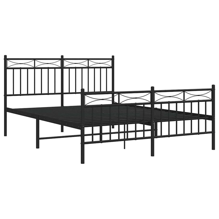 Cadru pat metalic cu tăblie de cap/picioare, negru, 135x190 cm - WALTI WALTI