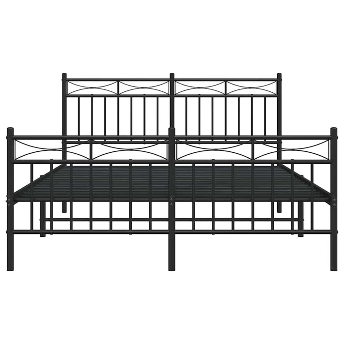 Cadru pat metalic cu tăblie de cap/picioare, negru, 135x190 cm - WALTI WALTI