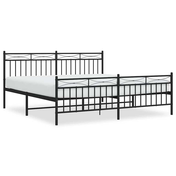 Cadru pat metalic cu tăblii de cap/picioare, negru, 183x213 cm - WALTI WALTI