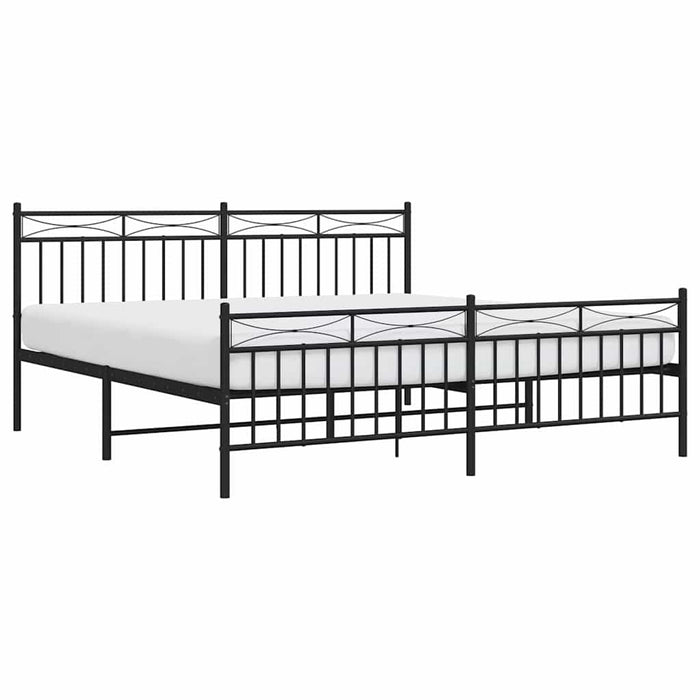 Cadru pat metalic cu tăblii de cap/picioare, negru, 183x213 cm - WALTI WALTI