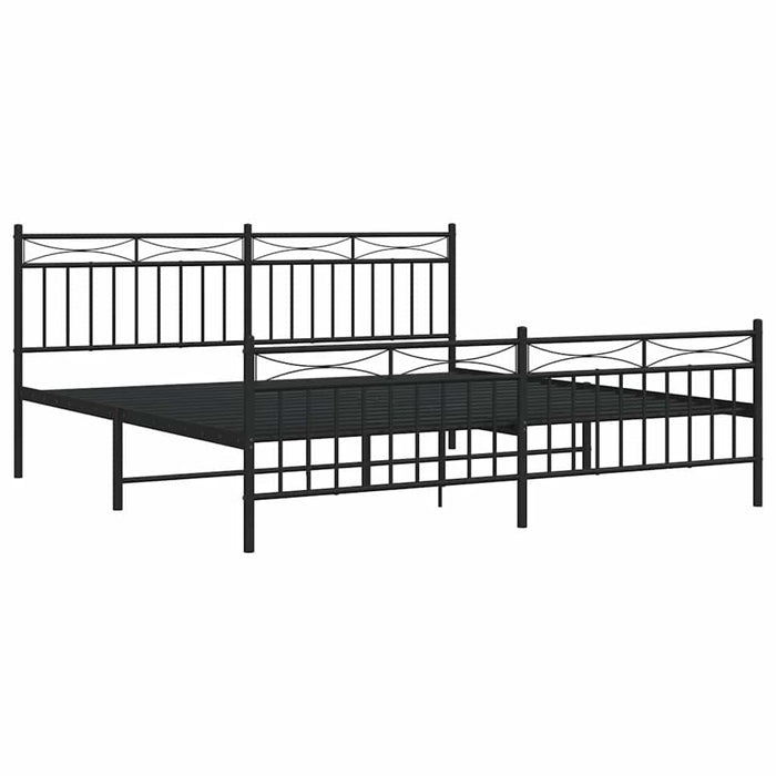 Cadru pat metalic cu tăblii de cap/picioare, negru, 183x213 cm - WALTI WALTI