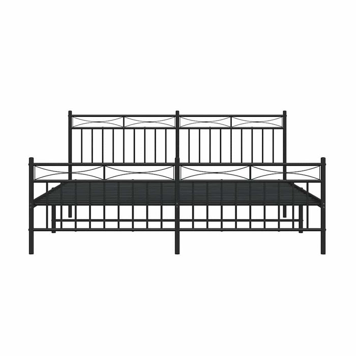 Cadru pat metalic cu tăblii de cap/picioare, negru, 183x213 cm - WALTI WALTI