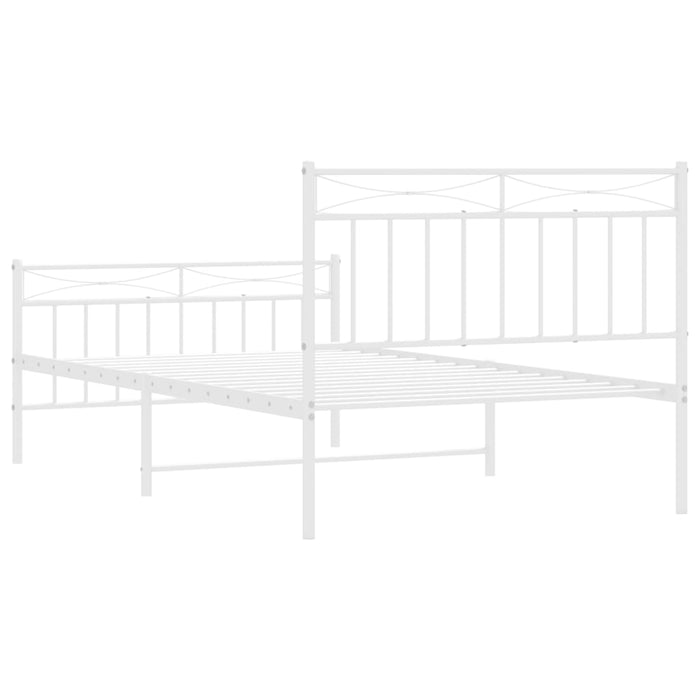 Cadru de pat metalic cu tăblie de cap/picioare, alb, 107x203 cm - WALTI WALTI
