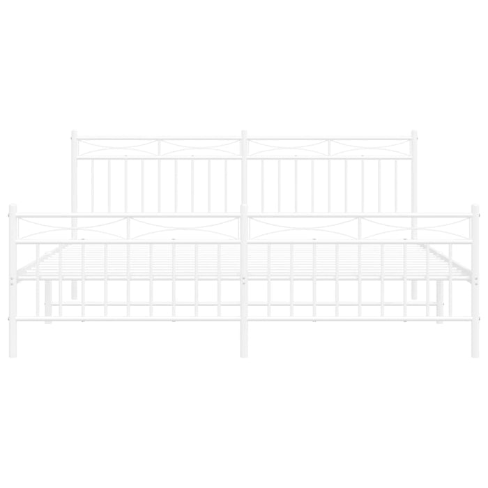 Cadru de pat metalic cu tăblie de cap/picioare, alb, 183x213 cm - WALTI WALTI