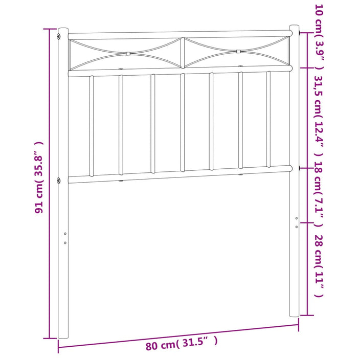 Tăblie de pat de schimb metalică, alb, 75 cm WALTI