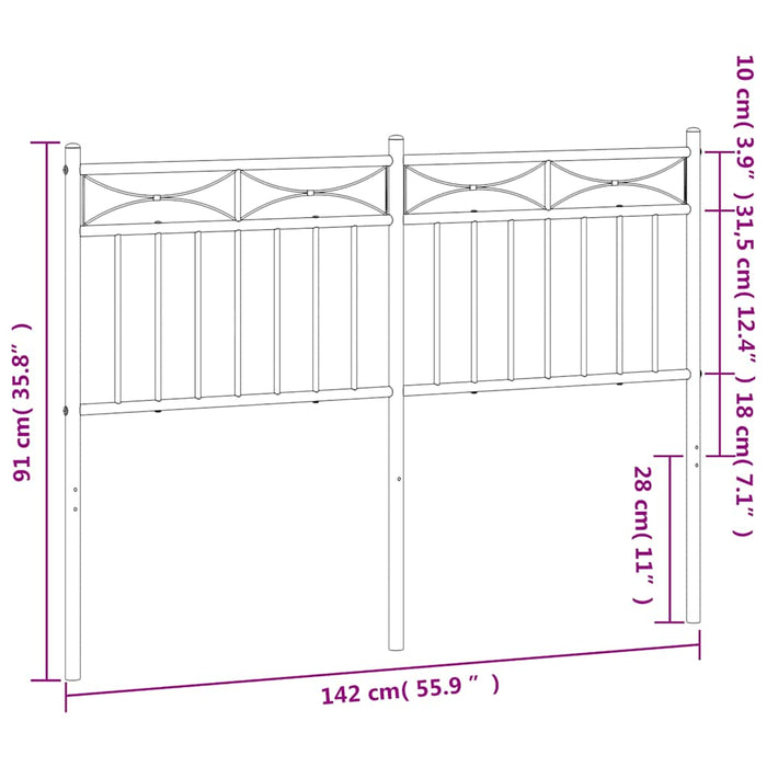 Tăblie de pat de schimb metalică, alb, 135 cm WALTI