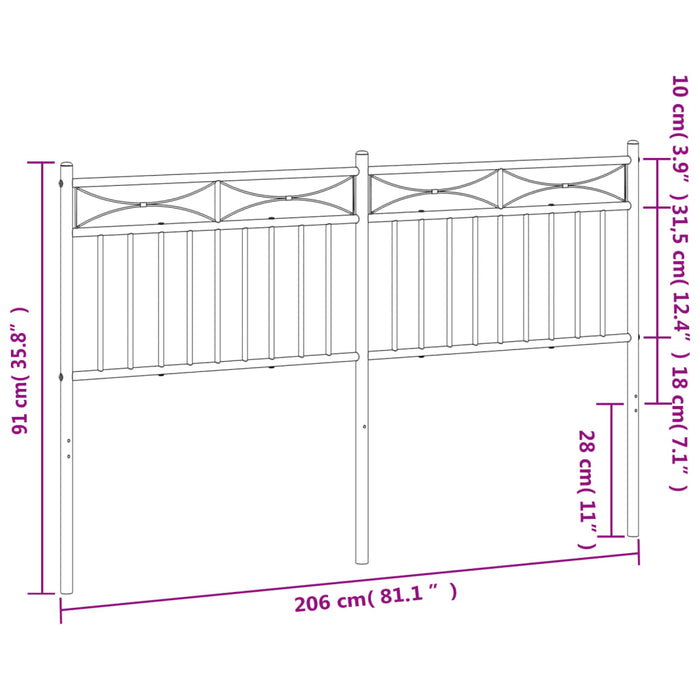 Tăblie de pat de schimb metalică, alb, 200 cm WALTI