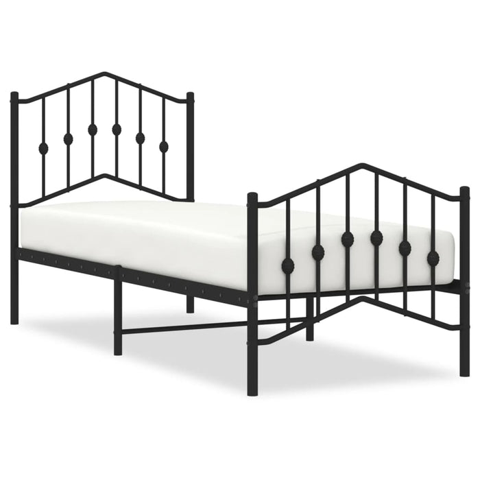 Cadru pat metalic cu tăblii de cap/picioare-, negru, 75x190 cm - WALTI WALTI