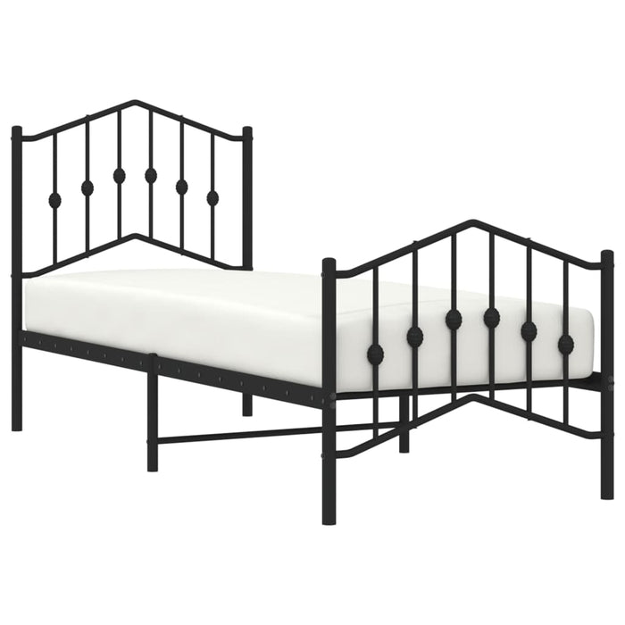 Cadru pat metalic cu tăblii de cap/picioare-, negru, 75x190 cm - WALTI WALTI