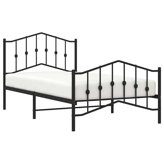 Cadru pat metalic cu tăblii de cap/picioare- negru, 100x190 cm - WALTI WALTI