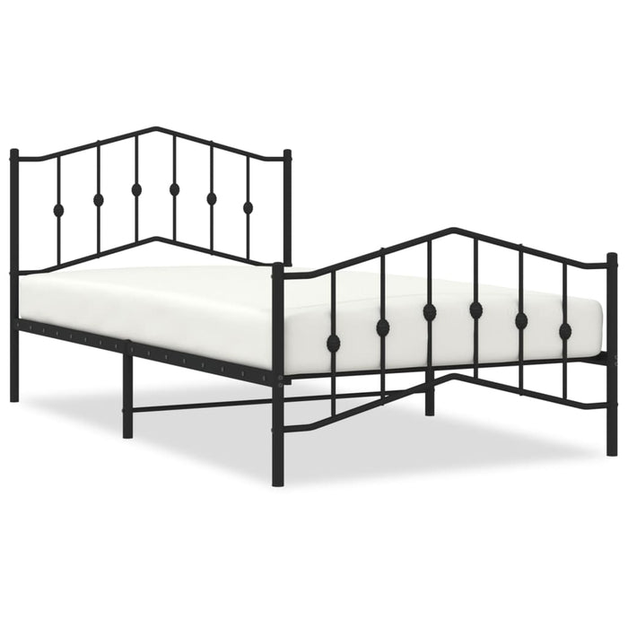 Cadru pat metalic cu tăblii de cap/picioare, -negru, 107x203 cm - WALTI WALTI