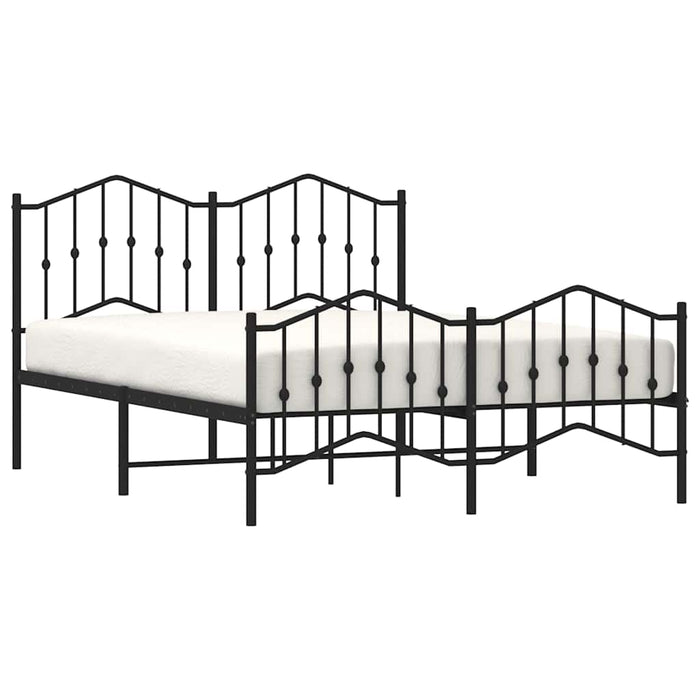 Cadru pat metalic cu tăblie de cap/picioare-, negru, 135x190 cm - WALTI WALTI