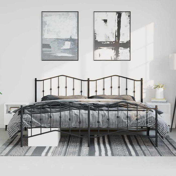 Cadru pat metalic cu tăblii de cap/picioare-, negru, 193x203 cm - WALTI WALTI