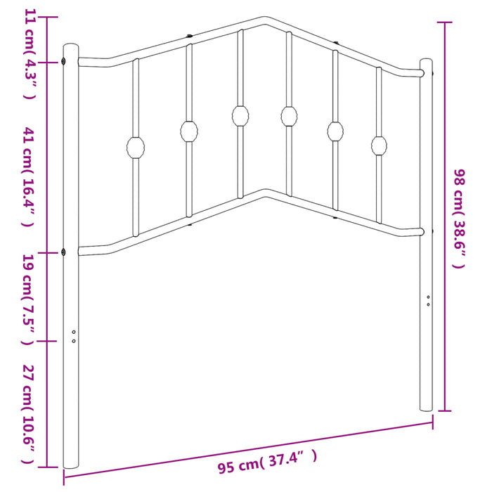 Tăblie de pat metalică, negru, 90 cm - WALTI WALTI