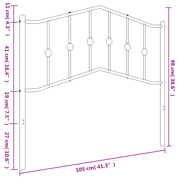 Tăblie de pat metalică, negru, 100 cm - WALTI WALTI