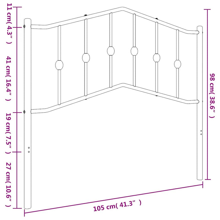 Tăblie de pat de schimb metalică, negru, 100 cm WALTI