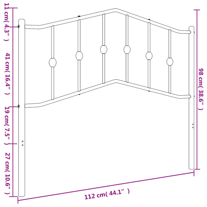 Tăblie de pat de schimb metalică, negru, 107 cm WALTI