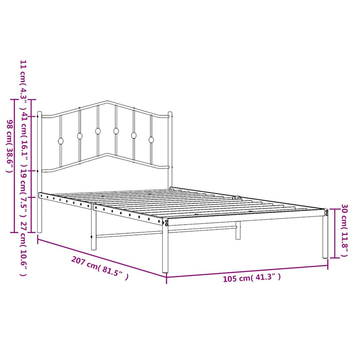 Cadru de pat din metal cu tăblie, alb, 100x200 cm - WALTI WALTI