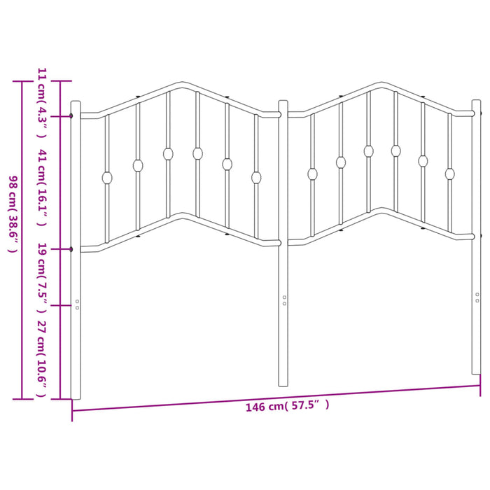 Tăblie de pat de schimb metalică, alb, 140 cm WALTI