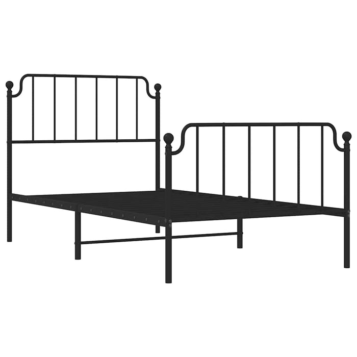 Cadru pat metalic cu tăblii de cap/picioare- negru, 100x200 cm - WALTI WALTI