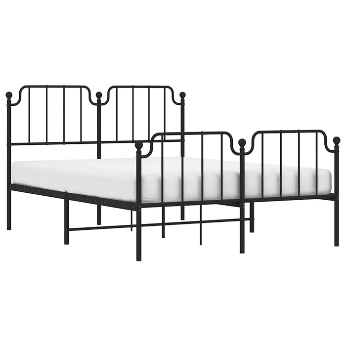 Cadru pat metalic cu tăblie de cap/picioare , negru, 135x190 cm WALTI