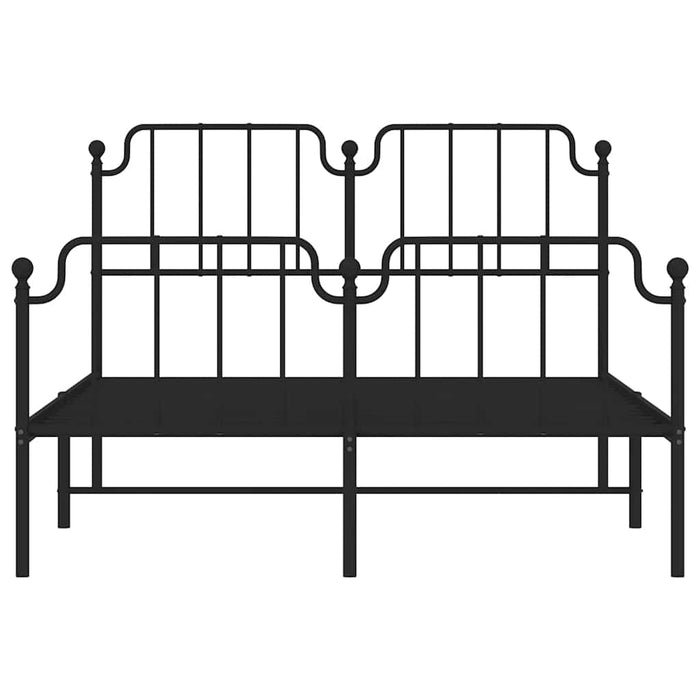 Cadru pat metalic cu tăblie de cap/picioare , negru, 135x190 cm WALTI