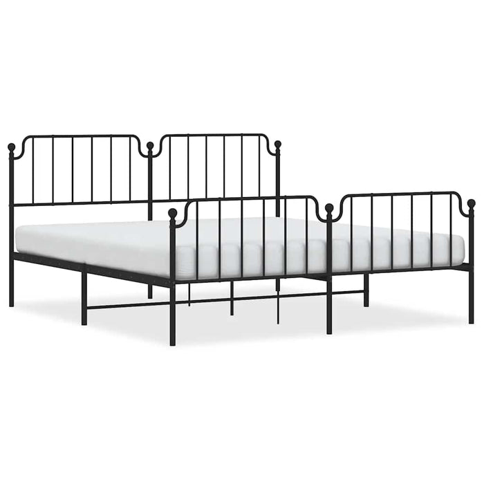 Cadru pat metalic cu tăblii de cap/picioare-, negru, 183x213 cm - WALTI WALTI