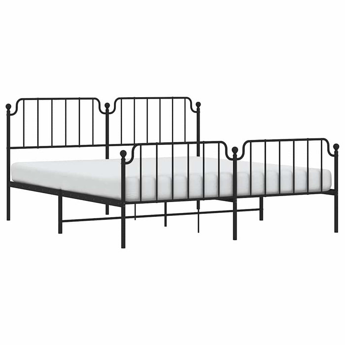 Cadru pat metalic cu tăblii de cap/picioare-, negru, 183x213 cm - WALTI WALTI