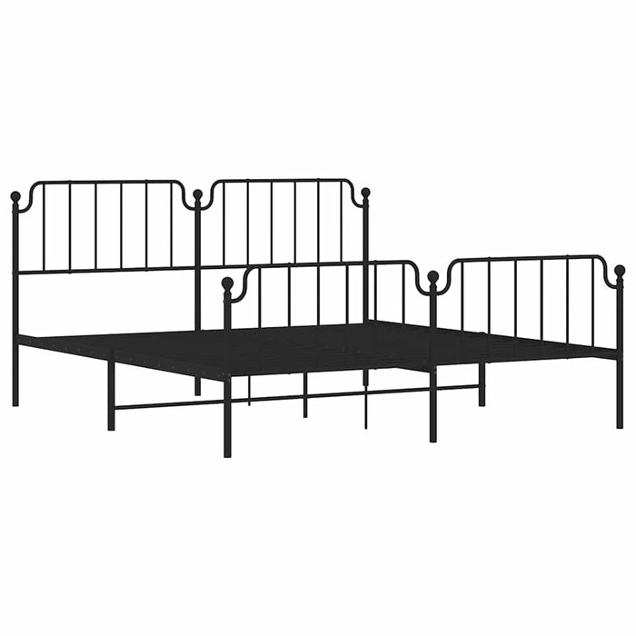 Cadru pat metalic cu tăblii de cap/picioare-, negru, 183x213 cm - WALTI WALTI
