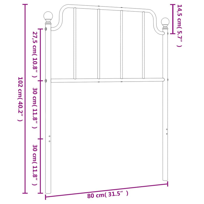 Tăblie de pat metalică, negru, 75 cm - WALTI WALTI