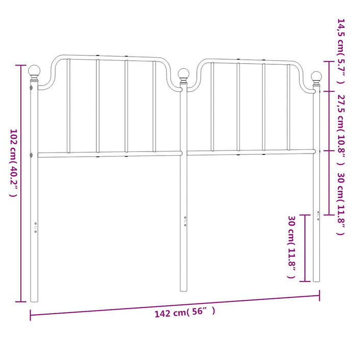 Tăblie de pat de schimb metalică, negru, 135 cm WALTI
