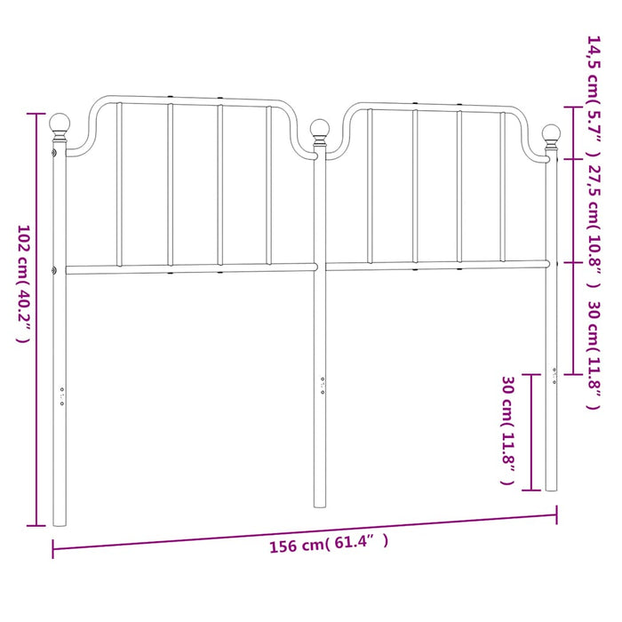 Tăblie de pat de schimb metalică, negru, 150 cm WALTI
