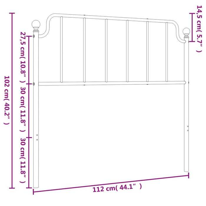 Tăblie de pat metalică, alb, 107 cm - WALTI WALTI