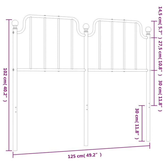 Tăblie de pat metalică, alb, 120 cm - WALTI WALTI