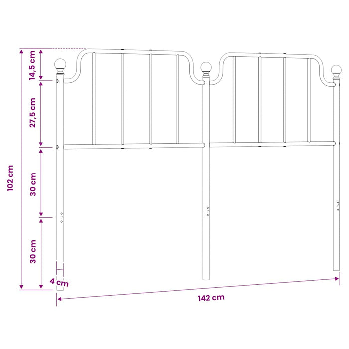 Tăblie de pat de schimb metalică, alb, 135 cm WALTI