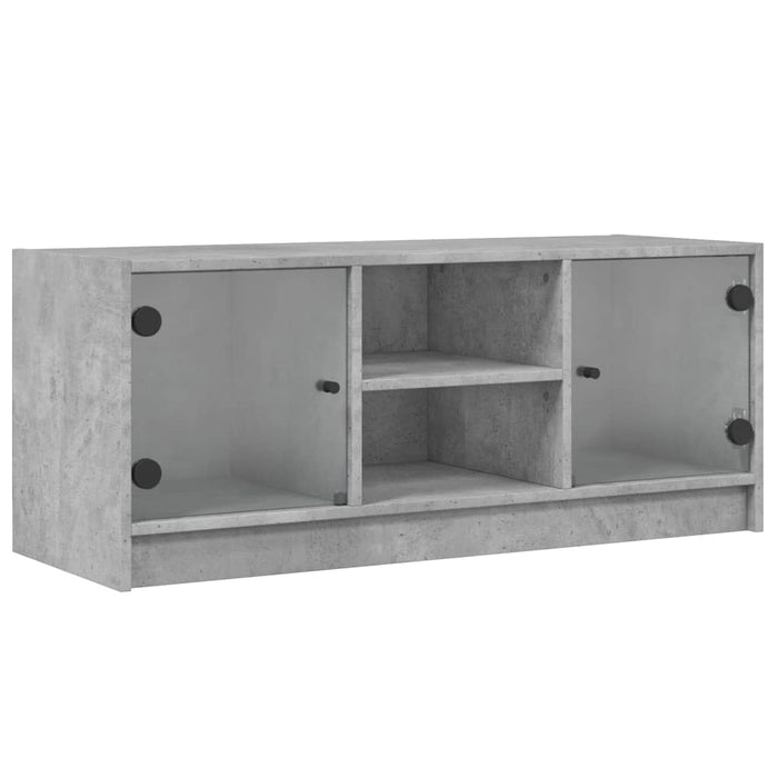 Comodă TV cu uși din sticlă, gri beton, 102x37x42 cm - WALTI WALTI