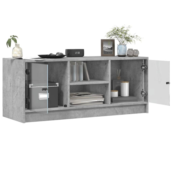 Comodă TV cu uși din sticlă, gri beton, 102x37x42 cm - WALTI WALTI