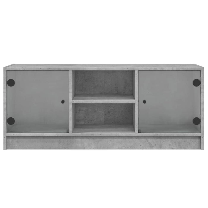 Comodă TV cu uși din sticlă, gri beton, 102x37x42 cm - WALTI WALTI