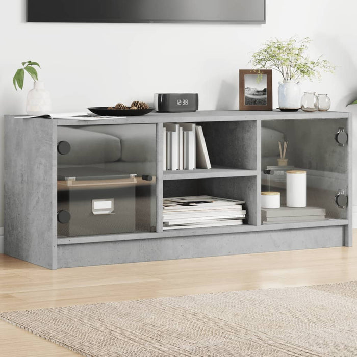 Comodă TV cu uși din sticlă, gri beton, 102x37x42 cm - WALTI WALTI
