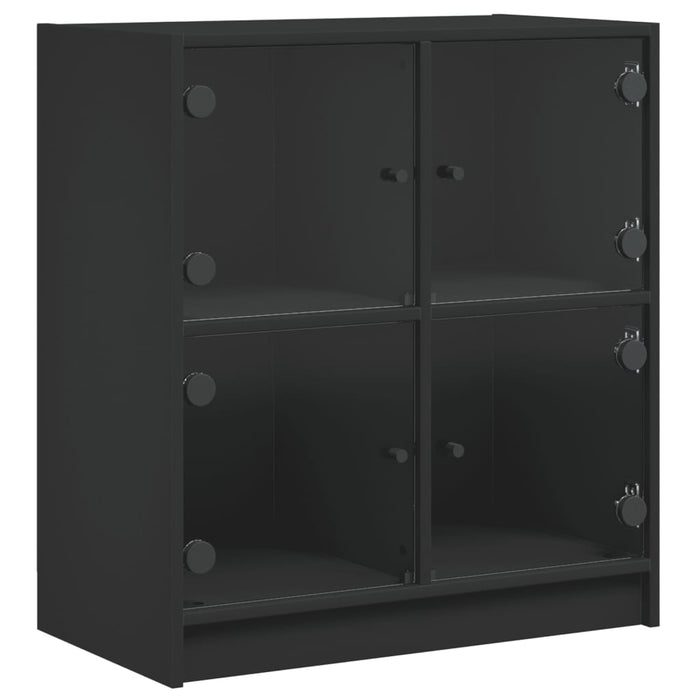 Dulap lateral cu uși din sticlă, negru, 68x37x75,5 cm WALTI