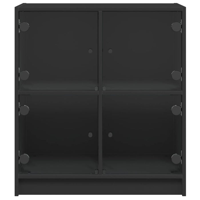 Dulap lateral cu uși din sticlă, negru, 68x37x75,5 cm WALTI