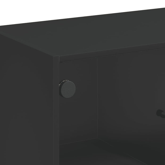Dulap lateral cu uși din sticlă, negru, 68x37x75,5 cm WALTI