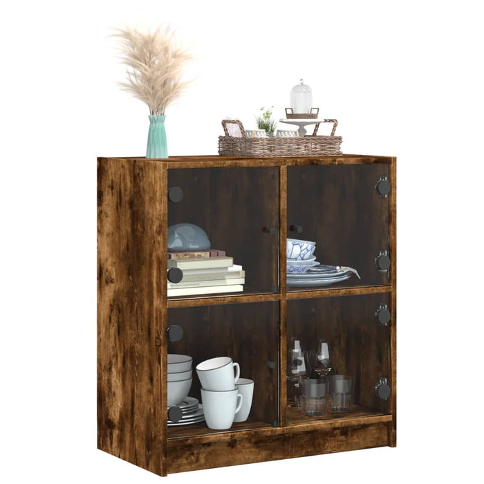 Dulap lateral cu uși din sticlă, stejar fumuriu, 68x37x75,5 cm - WALTI WALTI