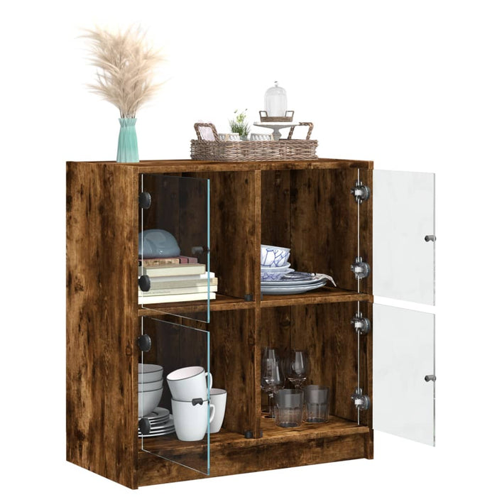 Dulap lateral cu uși din sticlă, stejar fumuriu, 68x37x75,5 cm - WALTI WALTI