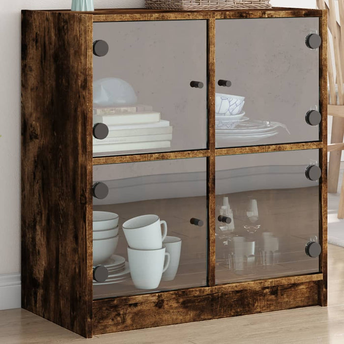 Dulap lateral cu uși din sticlă, stejar fumuriu, 68x37x75,5 cm - WALTI WALTI