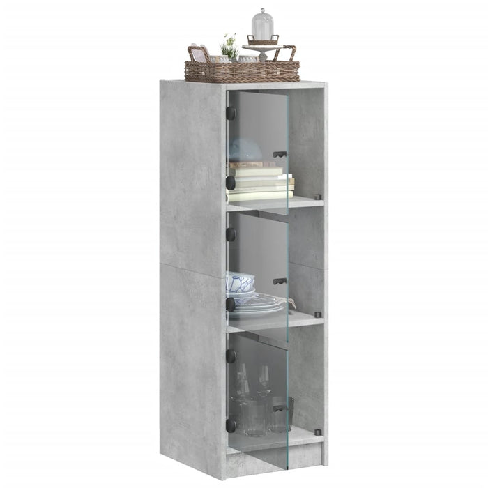 Dulap cu uși din sticlă, gri beton, 35x37x109 cm - WALTI WALTI