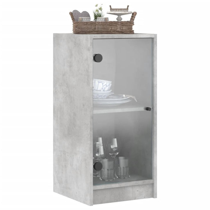 Dulap lateral cu uși din sticlă, gri beton, 35x37x75,5 cm - WALTI WALTI