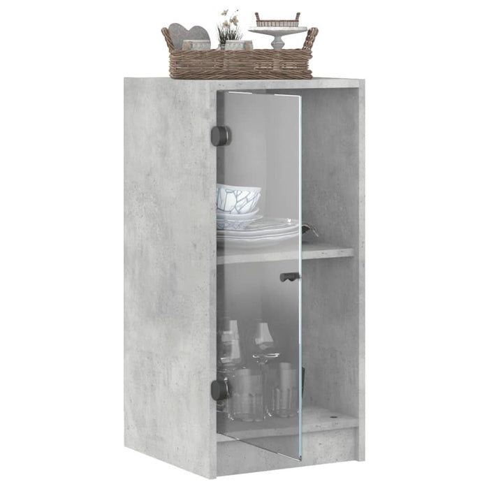 Dulap lateral cu uși din sticlă, gri beton, 35x37x75,5 cm - WALTI WALTI